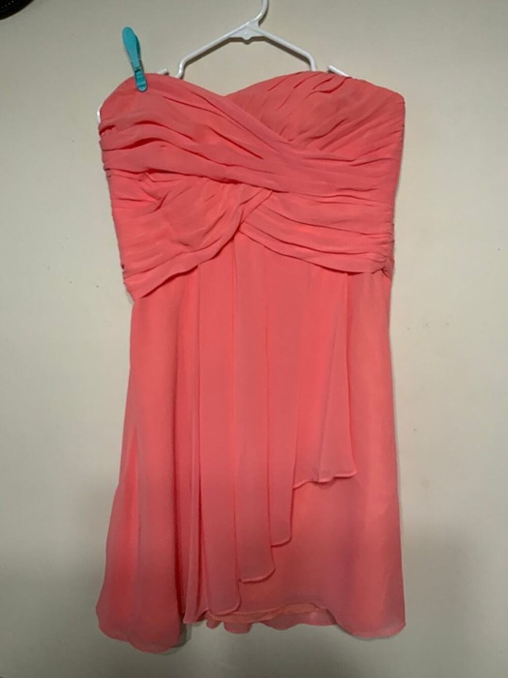 Cambridge Womens Coral Strapless Ruched Chiffon Formal Party Dress Size 10 NWT